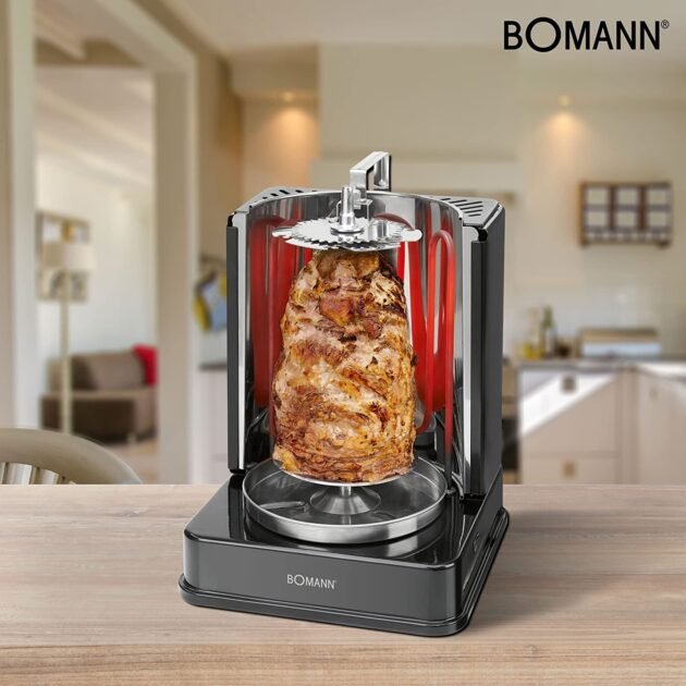 Multi-grill Electrique vertical 3en1 Rôtisserie & Chawarma Bomann