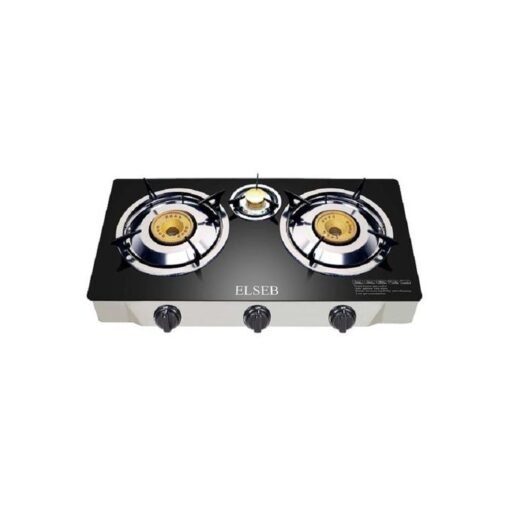 ELSEB Réchaud À Gaz en verre 3 Feux – Cuisinière Inoxydable