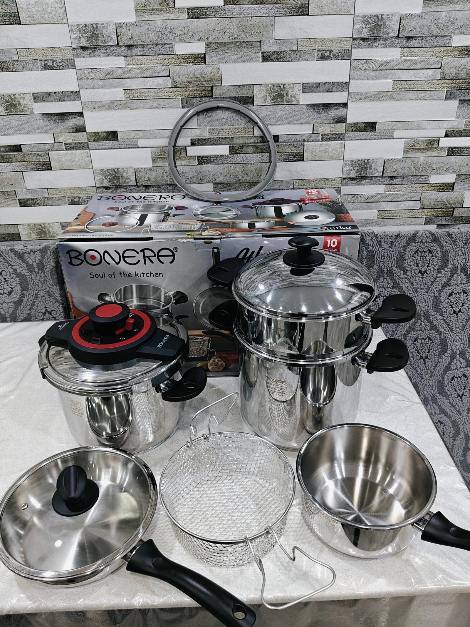 Pack 10 pieces Cocotte 6L + 8L Bonera original turque inox 18/10 haute qualité – Image 2