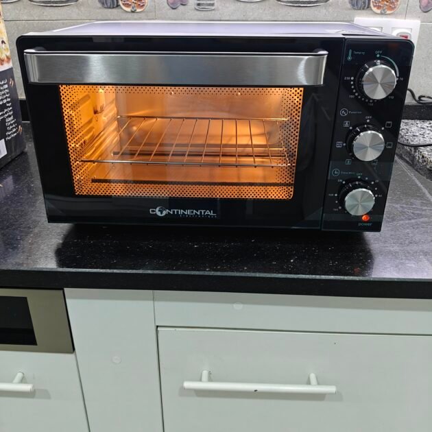 Four Électrique Ventilé Continental 23L – Rôtisserie, Convection, Lampe Intérieure, Surface Antiadhésive, 4 Modes de Cuisson